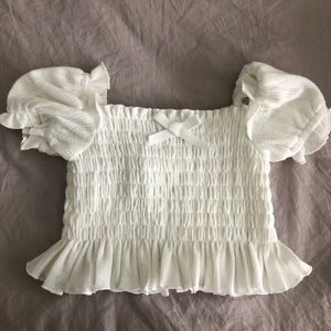 White Pointelle Blouse